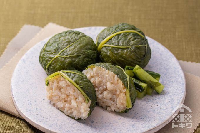お弁当のごちそうおにぎり⑪ 野沢菜巻きおにぎり