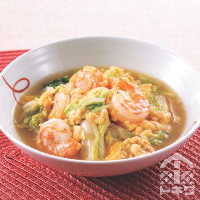 えびと白菜の卵とじ