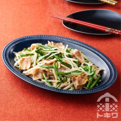 豚肉ともやしニラの中華炒め