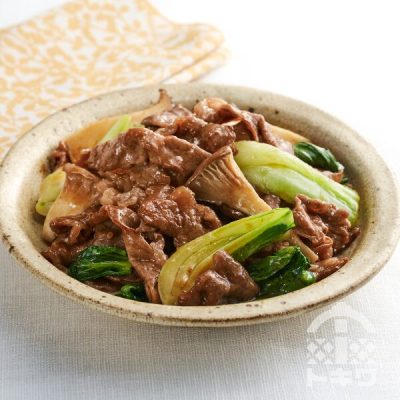 チンゲン菜と牛肉の甘辛炒め