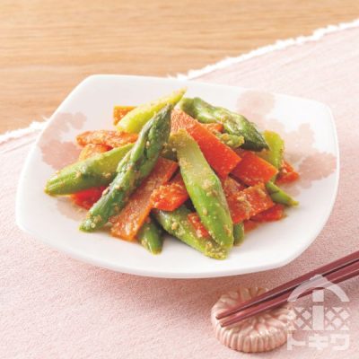 アスパラと人参のごま和え