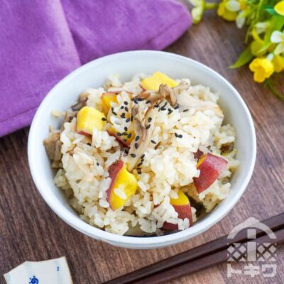 さつまいもときのこの炊き込みご飯